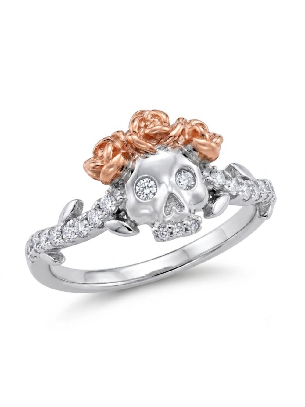 Vintage Charmed Aroma Rose Crown Skull Ring, 925 Sterling Silver size 6